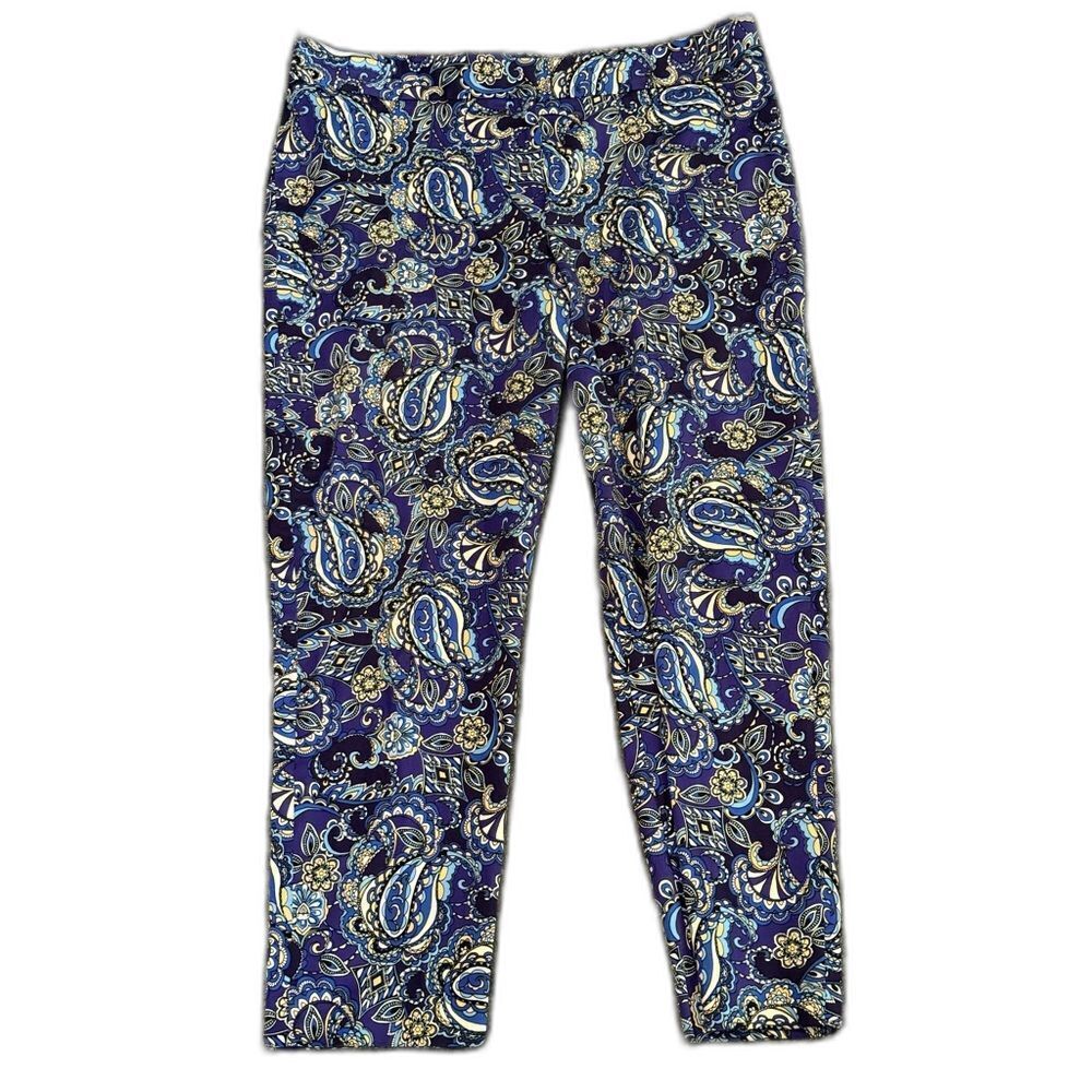 Pappagallo Ankle Pants Woman's Size 14 Blue & Purple Paisley